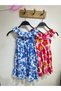Flower Patterned Sleeveless and Ruffle Detailed Girl's Summer Tiril Dress - 4