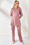 Women's Dusty Rose Short Sleeve Bottom Top Lycra Set TKM-19000191 - 3