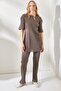 Women's Mink Short Sleeve Lower Top Lycra Suit TKM-19000191