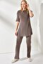 Women's Mink Short Sleeve Lower Top Lycra Suit TKM-19000191 - 3