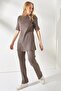 Women's Mink Short Sleeve Lower Top Lycra Suit TKM-19000191 - 5