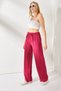 Women's Dark Fuchsia Belted Elastic Waist Palazzo Ayrobin Trousers PNT-19000200 - 3