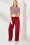 Women's Burgundy Belted Elastic Waist Palazzo Ayrobin Trousers PNT-19000200