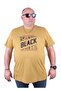 Large Size Men's Printed T-Shirt Black 23127 Lemon