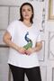 Women's Large Size White Embroidery Detailed V-Neck Low Sleeve Blouse 65n22733 - 4