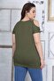 Women's Plus Size Khaki Front Embroidery Detailed Off-Shoulder Blouse 65n22720 - 3
