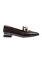 Women's Chain Accessory Loafer Shoes Black Wrinkled 21722859 - 2