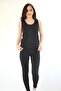 Women's Black Large Size Fat Burning Slimming Sauna Thermal Suit Strappy Undershirt and Tights Set - 4