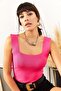 Women's Fuchsia Thick Strap Summer Knitwear Blouse BLZ-19000853 - 3