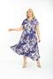 Plus Size Women's Relaxed Cut Patterned Short Sleeve Asymmetrical Viscose Combed Cotton Dress - 3