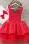 Red Polka Dot Girls' Tulle Dress and Bandana Set 1-10 Years Birthday Dress - 5