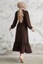 Meyra Bitter Brown Colored Buttoned Ayrobin Dress - 5