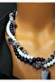 Amethyst Purple Agate White Crystal 3 Rows Strengthening Intuition and Wisdom Necklace - 3