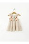 Girl's Floral Embroidered Scallop Detailed Cotton Lined Dress
