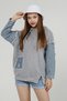 Hooded Sweatshirt with Jeans Detail on Sleeves and Pockets