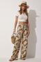 Women's Beige Green High Waist Summer Loose Viscose Pants BH00354 - 2