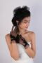 Feathered Rose Detailed Short Bridal Gloves and Stylish Bridal Cap - 3