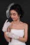 Danetel Detailed Bridal Gloves and Polka Dot Bridal Wedding Hat - 2