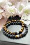 Tiger Eye & Lava Natural Stone Double Men's Bracelet
