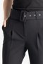 Women's Summer Black Coated Belted Stylish Casual Comfortable Trousers 3553