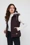 Women's Hooded Combed Cotton Lined Puffer Vest – Dark Claret Red - 3
