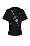 Siyah %100 Pamuk Ön ve Arka Galaksi Baskılı Boyfriend Fit Bisiklet Yaka Örme T-Shirt TWOSS23TS00257 - 8