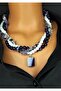 Amethyst Purple Agate White Crystal 3 Rows Strengthening Intuition and Wisdom Necklace