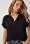 Women's Black Basic Viscose Shirt BH00382 - 3