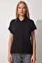 Women's Black Basic Viscose Shirt BH00382 - 4