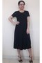 Black Waist-Seated Skirt A-Line 6-Piece Combed Viscose Below the Knee Dress - 5