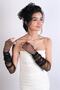 Black Polka Dot Bridal Cap and Long Wedding Gloves Set
