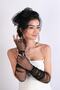 Black Polka Dot Bridal Cap and Long Wedding Gloves Set - 5