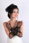 Black Polka Dot Bridal Cap and Long Wedding Gloves Set - 7