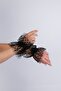 Black Polka Dot Bridal Cap and Short Polka Dot Stylish Bridal Gloves Set - 2