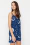 Indigo Galaksi Desenli İp Askılı Viskon Şortlu Dokuma Pijama Takımı THMSS23PT00006 - 6