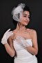 Danetel Detailed Bridal Gloves and Polka Dot Bridal Wedding Hat