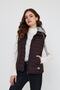 Women's Hooded Combed Cotton Lined Puffer Vest – Dark Claret Red