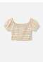 Girl's Plaid Blouse Beige 6198 - 2