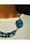 Two Rows of Blue Agate Evil Eye Protection and Self-Confidence Necklace - 2