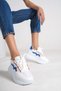 White Leather Blue Detailed New Season Ultra Light Sole Premium Sneakers Women's Sports Shoes - 2