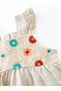 Girl's Floral Embroidered Scallop Detailed Cotton Lined Dress - 2
