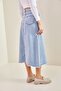 Women's Ice Blue Symmetrical Pattern Tasseled Denim Skirt 40601019 - 3