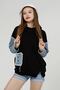 Hooded Sweatshirt with Jeans Detail on Sleeves and Pockets