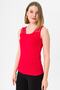 Women's Red Piping Strap Sleeveless Combed Cotton Blouse - 4