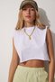 Women's White Seamless Sports Crop Knitted T-Shirt CE00068 - 4