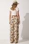 Women's Beige Green High Waist Summer Loose Viscose Pants BH00354 - 5