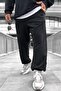 أسود رمادي شالوار كبير الحجم بالإضافة إلى حجم واسع الساق مرونة شالوار رمادي Sweatpants كبيرة الحجم