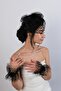 Black Polka Dot Bridal Cap and Short Polka Dot Stylish Bridal Gloves Set