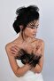 Black Polka Dot Bridal Cap and Short Polka Dot Stylish Bridal Gloves Set - 4