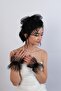 Black Polka Dot Bridal Cap and Short Polka Dot Stylish Bridal Gloves Set - 7